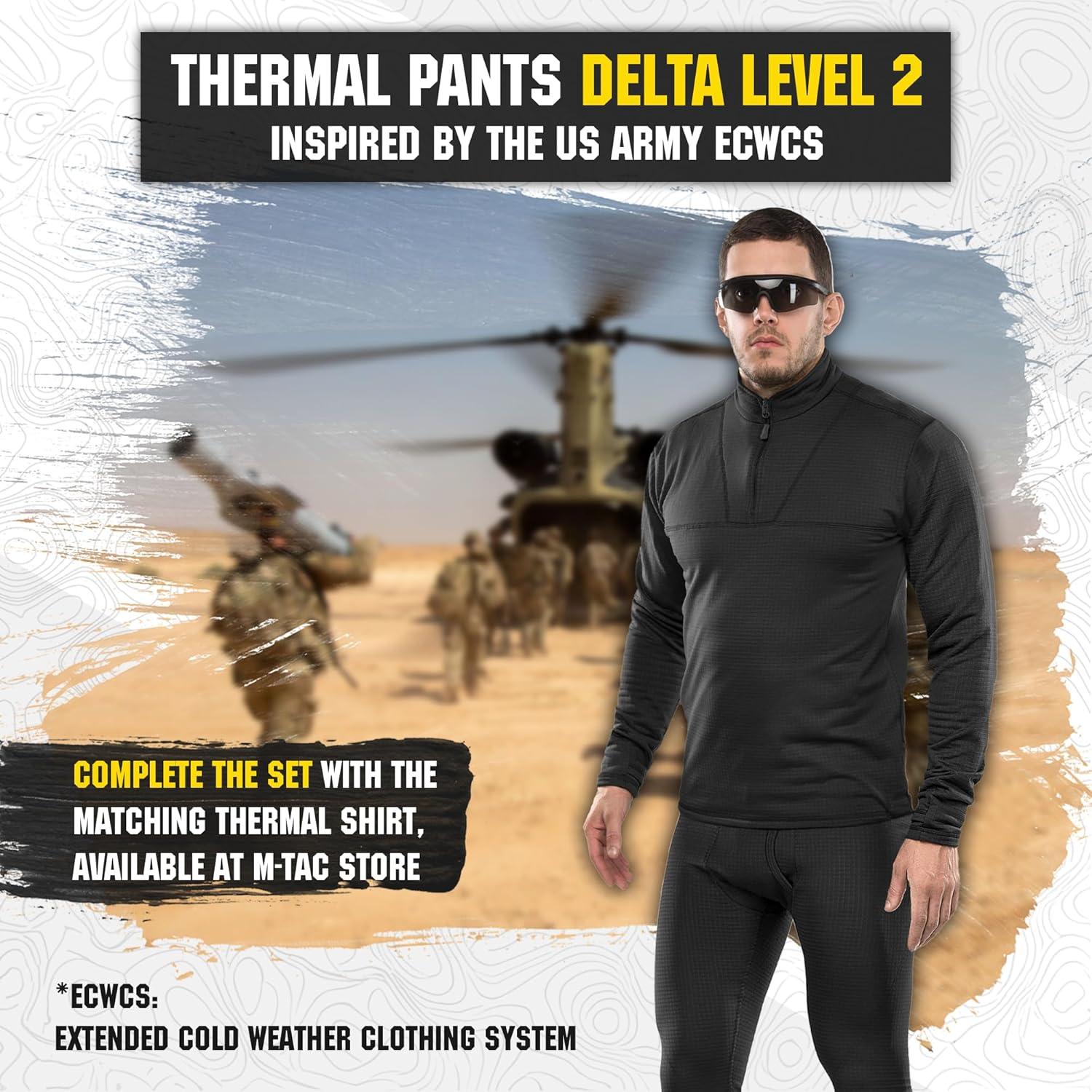 image:imageMTac Mens Thermal Compression Pants Grid Fleece Lined Base Layer Underwear Bottoms for Cold Weather ECWCS Delta Level 2Black
