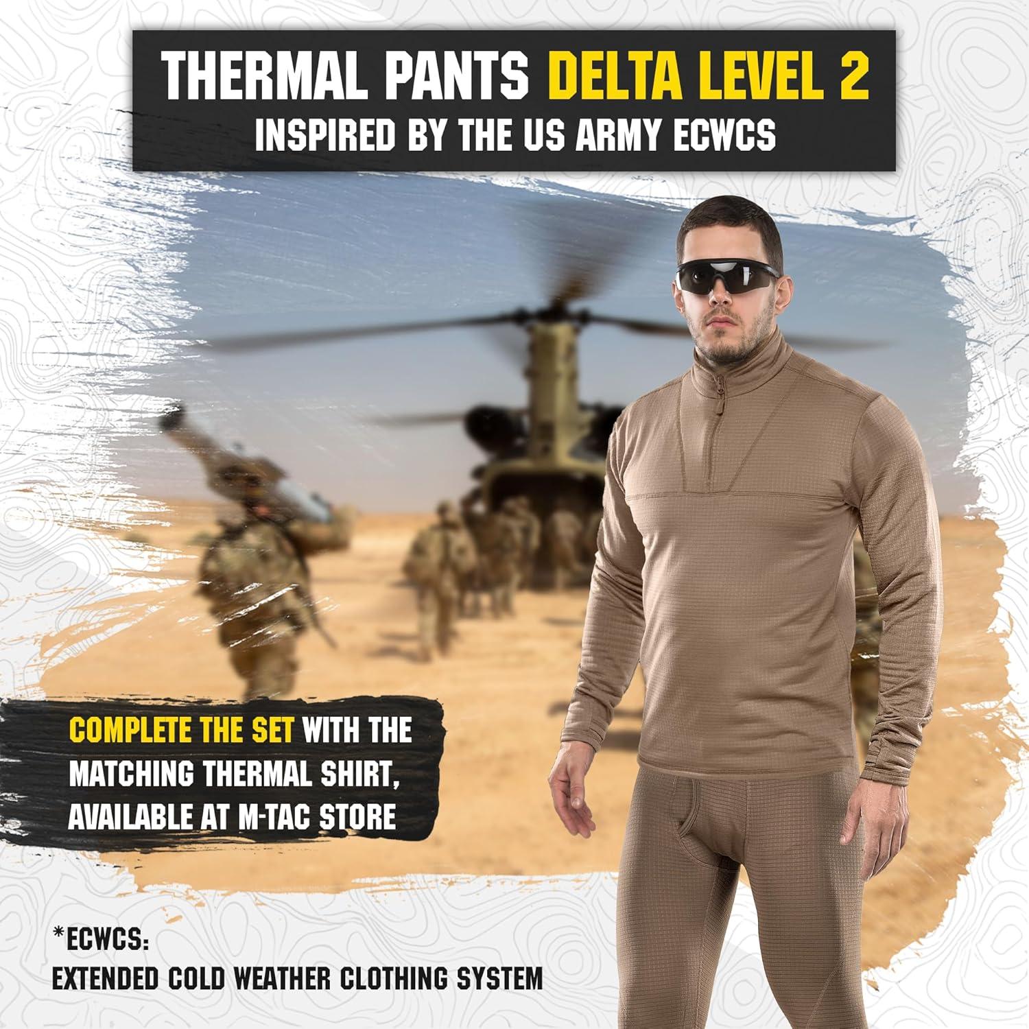 image:imageMTac Mens Thermal Compression Pants Grid Fleece Lined Base Layer Underwear Bottoms for Cold Weather ECWCS Delta Level 2Coyote Brown