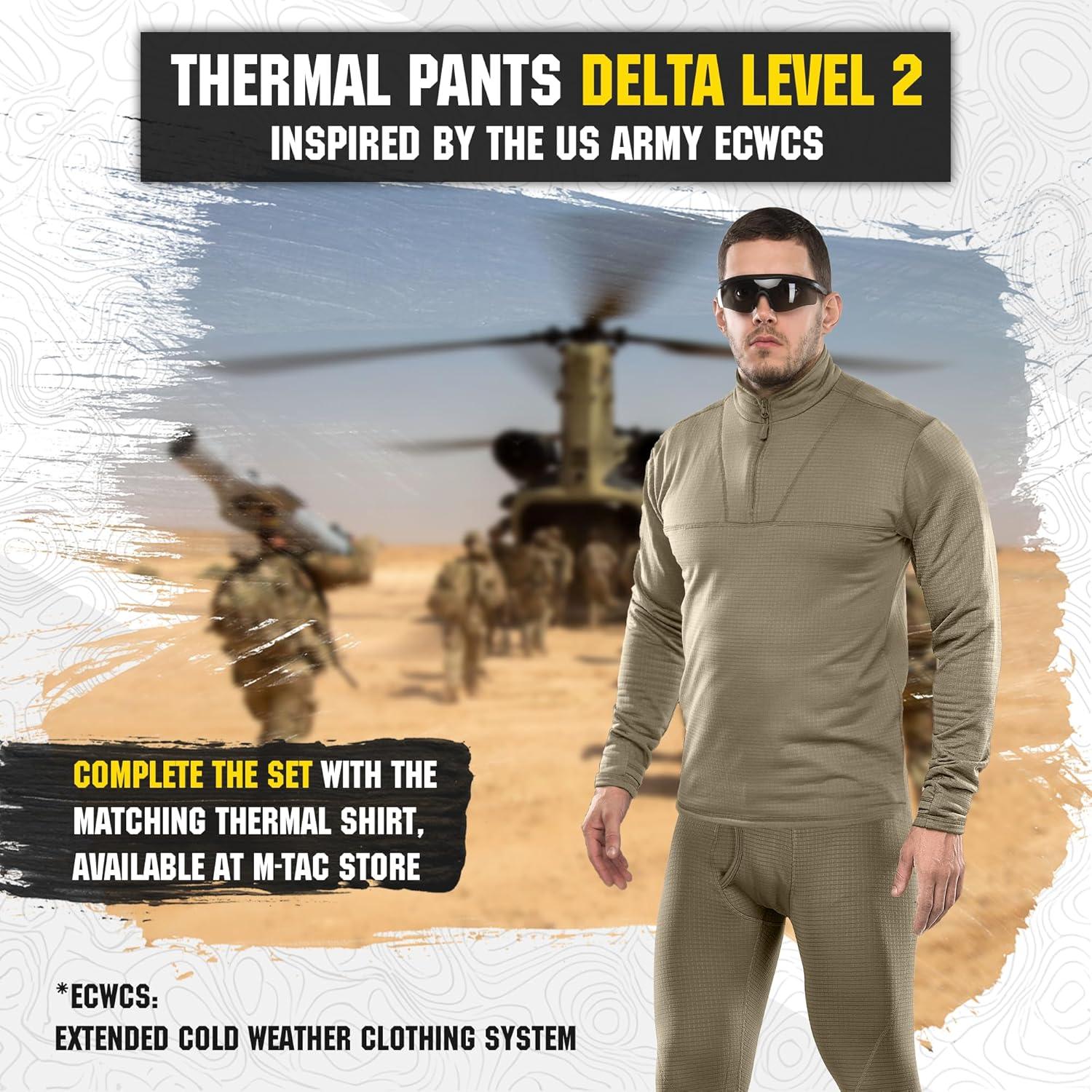 image:imageMTac Mens Thermal Compression Pants Grid Fleece Lined Base Layer Underwear Bottoms for Cold Weather ECWCS Delta Level 2Tan