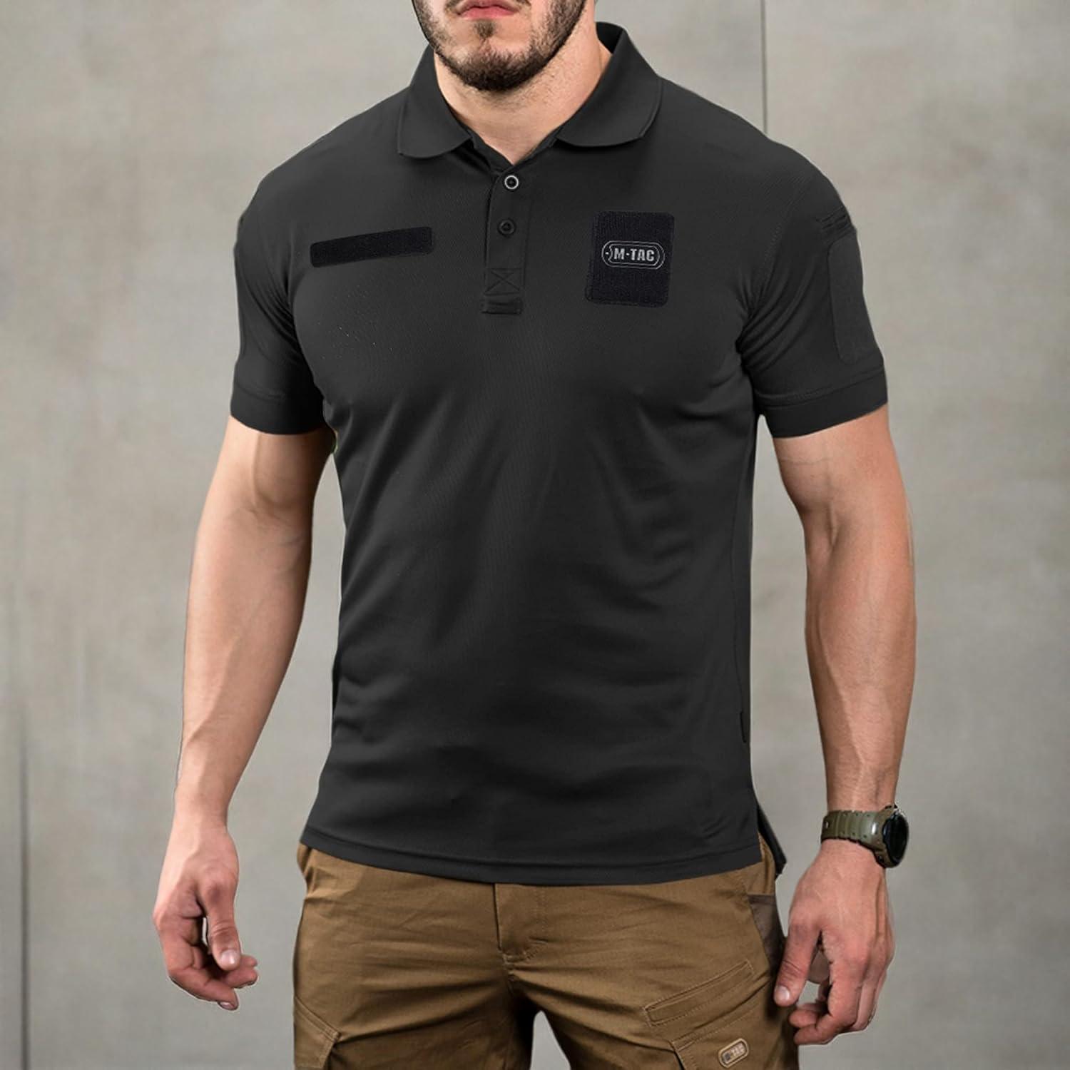 image:imageMTac Tactical Breathable Polo Shirt Military Quick Dry Coolmax Short Sleeve TShirt for MenBlack