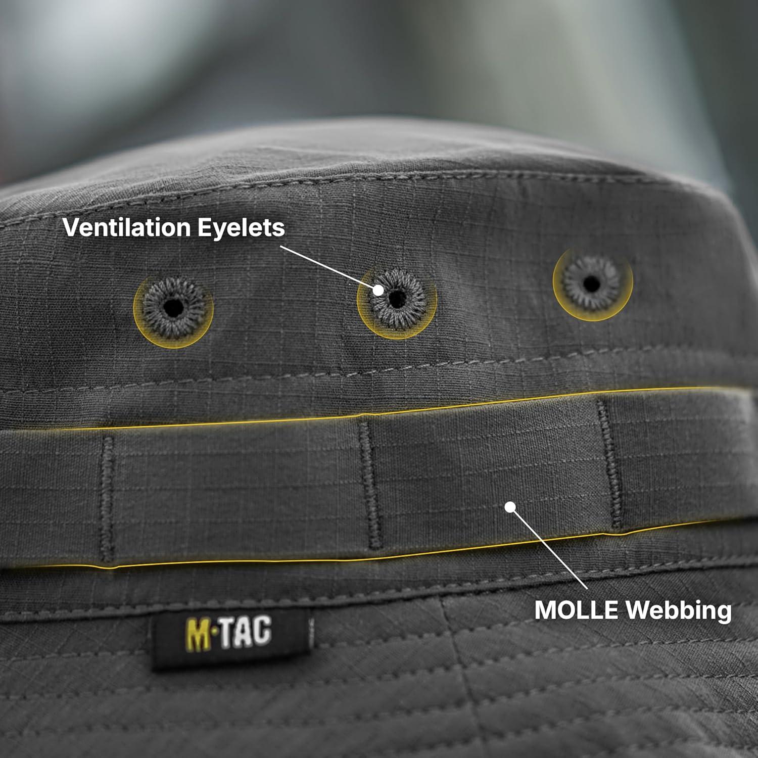 image:imageMTac Tactical Sun Hat for Men Military Bucket Hat with MOLLE Short Brim UV Protection Adjustable Cord Ripstop Summer HatDark Grey