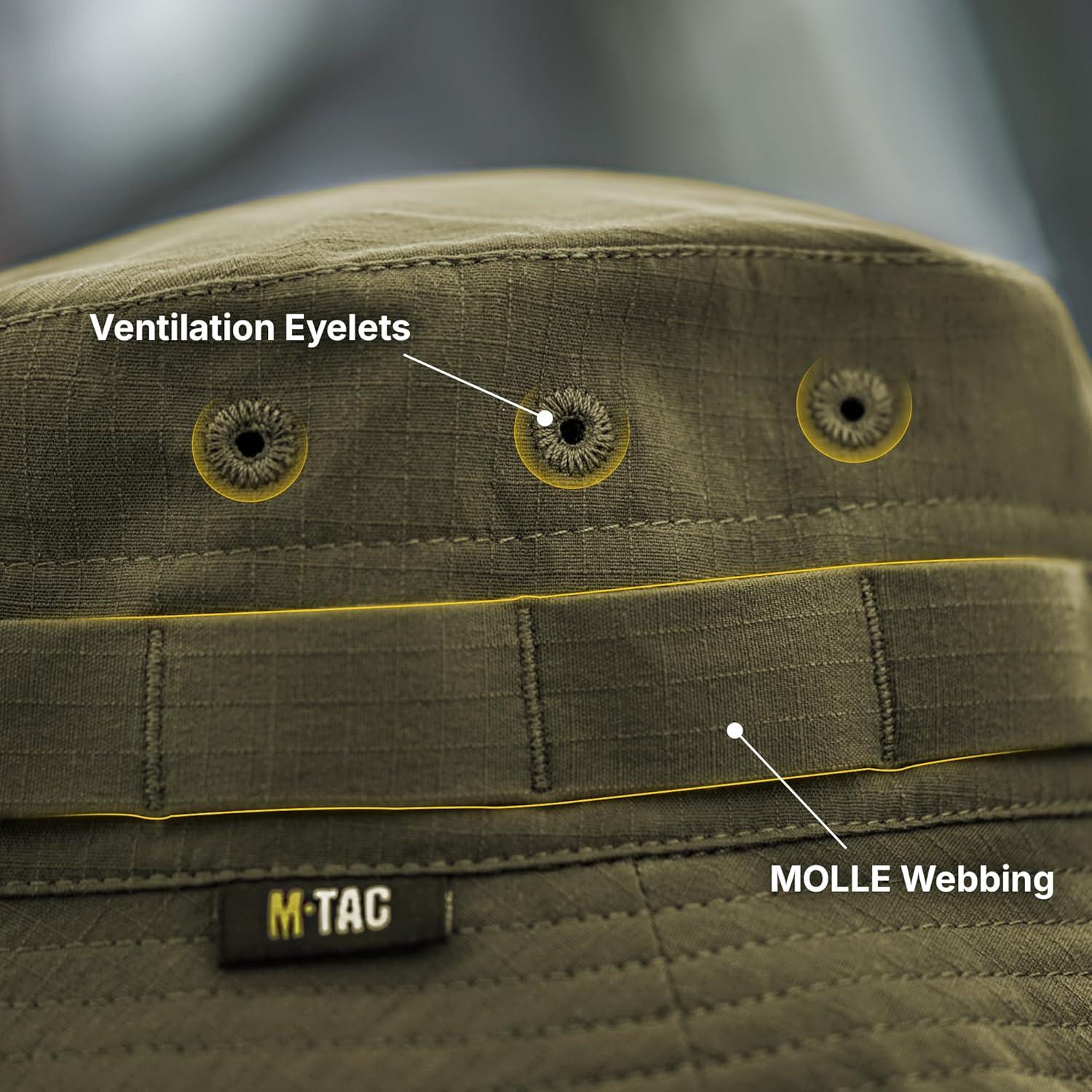 image:imageMTac Tactical Sun Hat for Men Military Bucket Hat with MOLLE Short Brim UV Protection Adjustable Cord Ripstop Summer HatTan