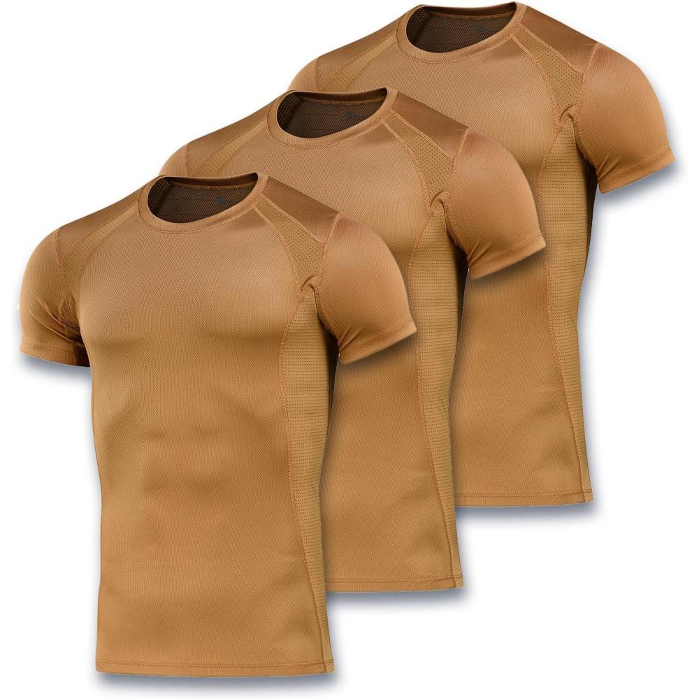 image:imageMTac Athletic TShirt Gen2 Breathable Polyester Military TShirt with Short Sleeve and Crew Neck for MenSet of 3 Coyote