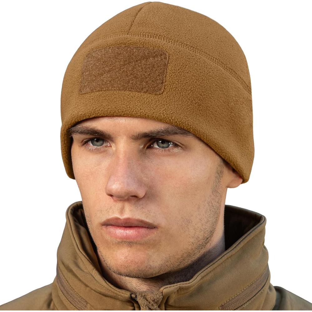 image:imageMTac Tactical Beanie Fleece Watch Cap Winter Hat Elite Patch PanelCoyote Brown
