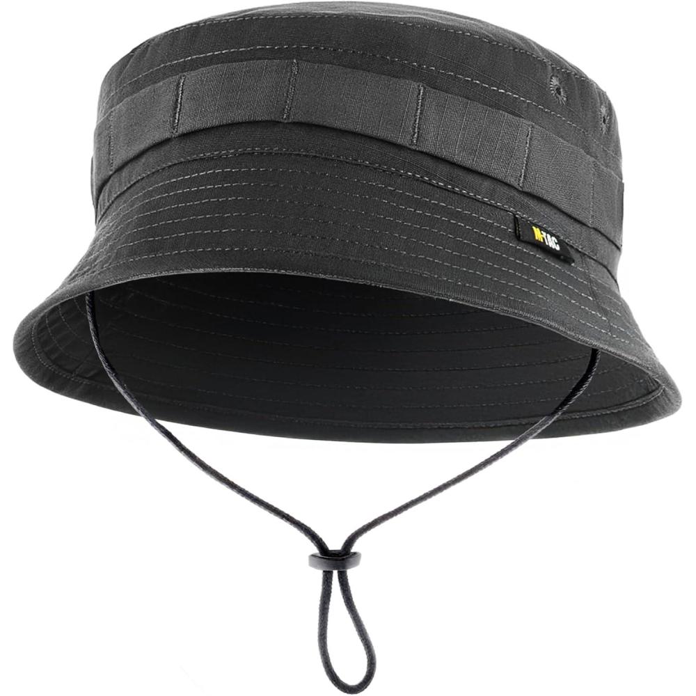 image:imageMTac Tactical Sun Hat for Men Military Bucket Hat with MOLLE Short Brim UV Protection Adjustable Cord Ripstop Summer HatBlack