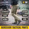 M-Tac Aggressor Flex Tactical Cargo Pants for Men – Durable Rip-Stop Cargo Work Trousers with Reinforced Knees, Stretch Fit(Army Olive)