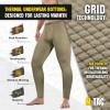 M-Tac Men’s Thermal Compression Pants – Grid Fleece Lined Base Layer Underwear Bottoms for Cold Weather ECWCS Delta Level 2(Tan)
