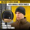M-Tac Tactical Beanie Fleece Watch Cap – Winter Hat Elite – Patch Panel(Black)