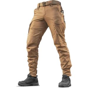 M-Tac Aggressor Flex Tactical Cargo Pants for Men – Durable Rip-Stop Cargo Work Trousers with Reinforced Knees, Stretch Fit(Coyote Brown)