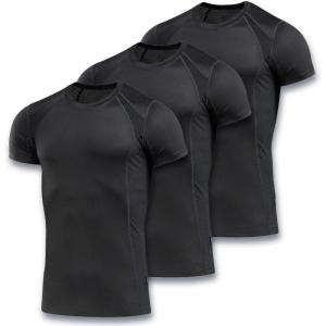 M-Tac Athletic T-Shirt Gen.2 – Breathable Polyester Military T-Shirt with Short Sleeve and Crew Neck for Men(Set of 3 Black)