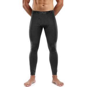 M-Tac Men’s Thermal Compression Pants – Grid Fleece Lined Base Layer Underwear Bottoms for Cold Weather ECWCS Delta Level 2(Black)