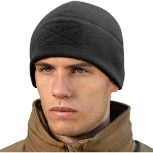 M-Tac Tactical Beanie Fleece Watch Cap – Winter Hat Elite – Patch Panel(Black)