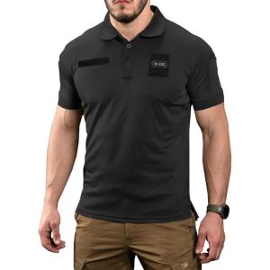 M-Tac Tactical Breathable Polo Shirt – Military Quick Dry Coolmax Short Sleeve T-Shirt for Men(Black)