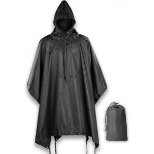 M-Tac Tactical Rain Poncho – Army Military Poncho Shelter – Waterproof Ripstop Camping Hiking Outdoor Hunting Rain Ponchos(Black)