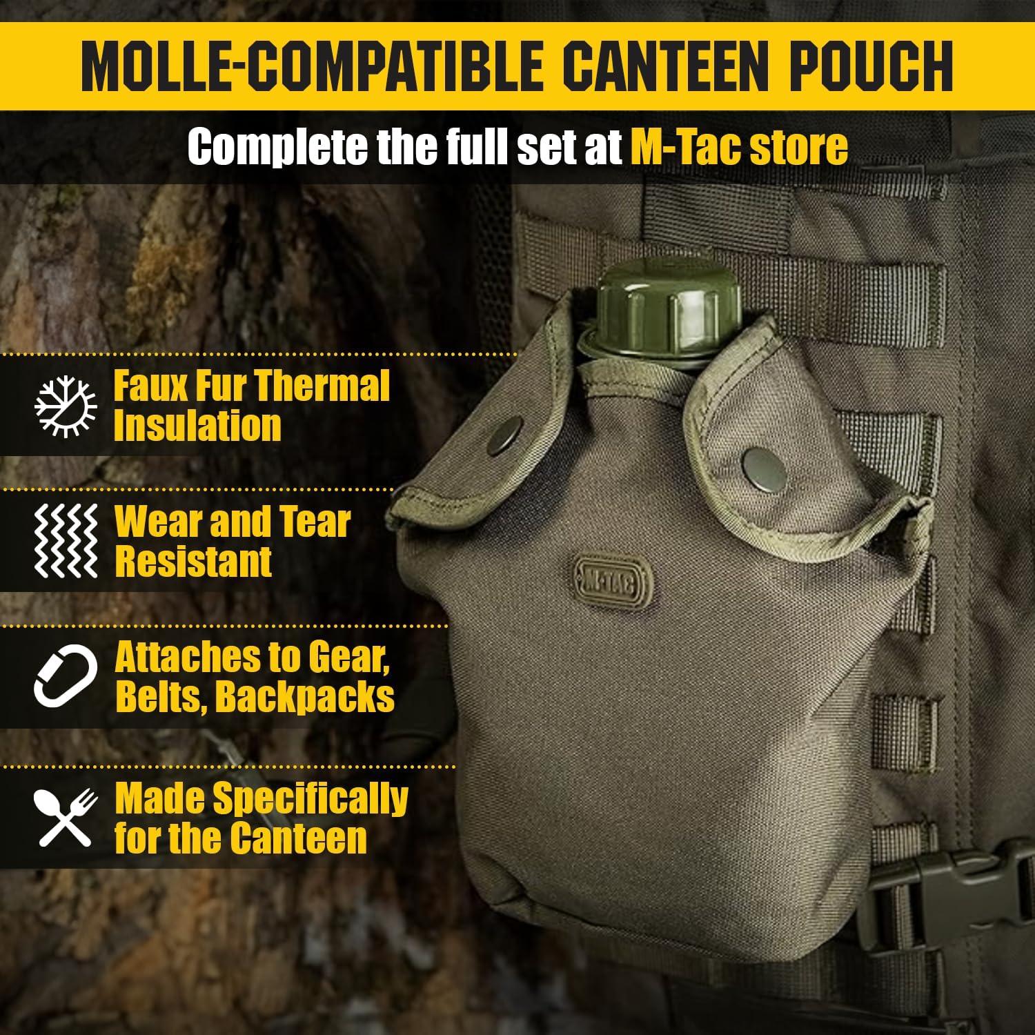 image:imageMTac Canteen Water Bottle 1 Quart Water Canteen 34 Oz1L Tactical Water Bottle for Military Hiking Camping Survival OliveOlive