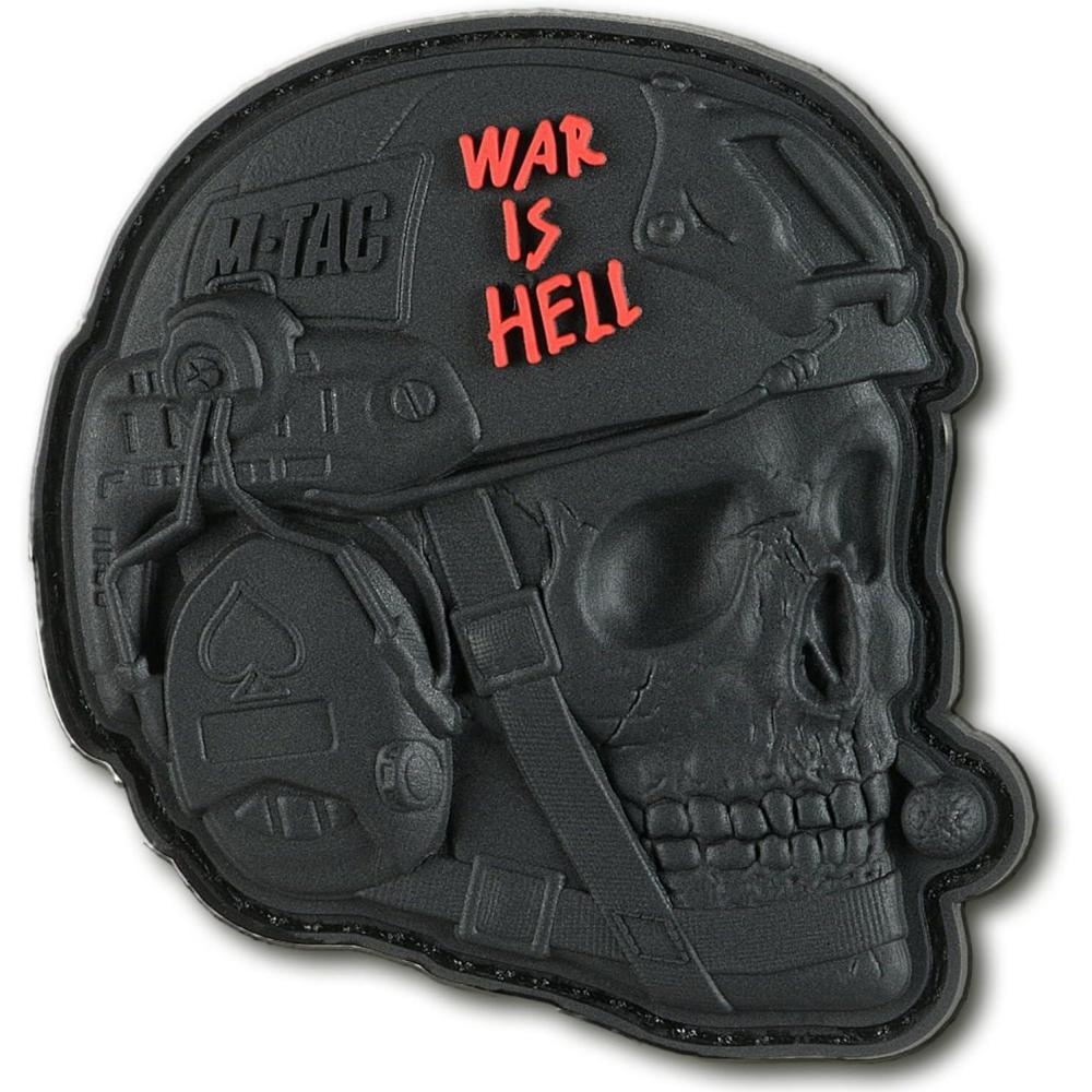 image:imageMTac Morale Patches 3D PVC Tactical Operator Skull Patches for Vest Backpacks Hats Tactical Military Patch with Hook Fastener Backing BlackBlackRed