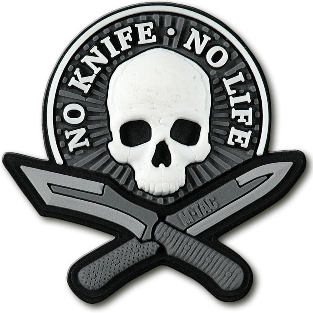 image:imageMTac Morale Patches No Knife No Life PVC 3D Military TacticalGrey Black