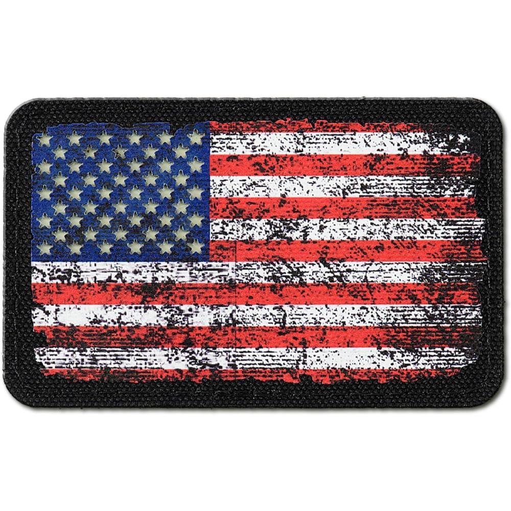 image:imageMTac Patch Vintage USA Flag Tactical GITD Stars American Military Flag Patch Hook and Loop Fastener Molle Full ColorRanger GreenVintage Standard