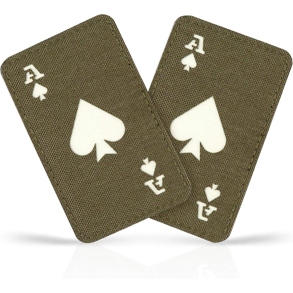image:imageMTac Tactical Morale Patch for Military Gear Ace of Spades Patch Death Card Army Patches for Clothes Jackets Backpacks Hats Combat Hook and Loop Patches BlackGITDRanger Green GITD 2 pcs