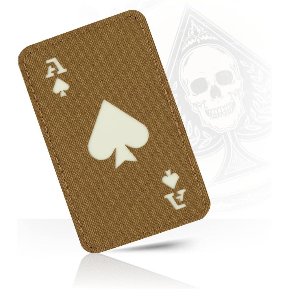 image:imageMTac Tactical Morale Patch for Military Gear Ace of Spades Patch Death Card Army Patches for Clothes Jackets Backpacks Hats Combat Hook and Loop Patches BlackGITDCoyote GITD