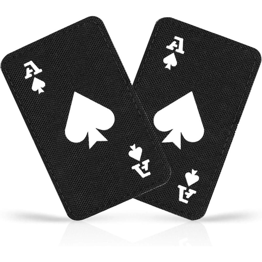 image:imageMTac Tactical Morale Patch for Military Gear Ace of Spades Patch Death Card Army Patches for Clothes Jackets Backpacks Hats Combat Hook and Loop Patches BlackGITDBlack GITD 2 pcs