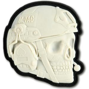 M-Tac Morale Patches 3D PVC – Tactical Operator Skull Patches for Vest, Backpacks, Hats – Tactical Military Patch with Hook Fastener Backing (Black)(White)