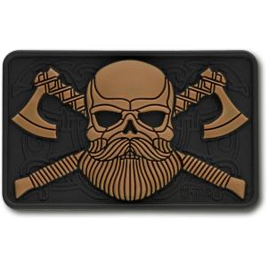 M-Tac Tactical Beard Skull Patch – Morale Patch for Military Gear Army Patches for Clothes, Jackets, Backpacks, Hats Patch with Hook Fasteners(Black/Coyote)