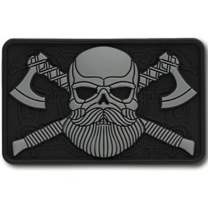 M-Tac Tactical Beard Skull Patch – Morale Patch for Military Gear Army Patches for Clothes, Jackets, Backpacks, Hats Patch with Hook Fasteners(Black/Grey)