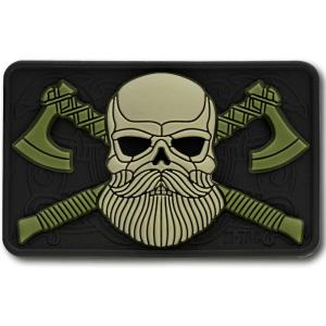 M-Tac Tactical Beard Skull Patch – Morale Patch for Military Gear Army Patches for Clothes, Jackets, Backpacks, Hats Patch with Hook Fasteners(Black/Olive)