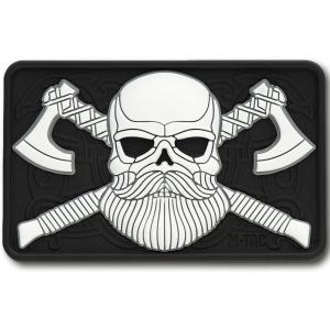 M-Tac Tactical Beard Skull Patch – Morale Patch for Military Gear Army Patches for Clothes, Jackets, Backpacks, Hats Patch with Hook Fasteners(Black/White)