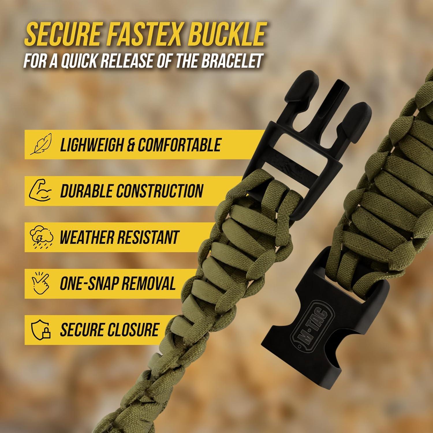 image:imageMTac Paracord Bracelet Tactical Survival Wristband with Fastex Buckle 7Strand Cord for Hiking Camping Emergency UseOlive