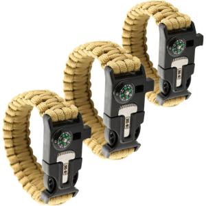 M-Tac Survival Paracord Bracelet – Cord 12 ft (144 Inch) – Tactical Emergency Cord Rope with Compass Whistle(Coyote)