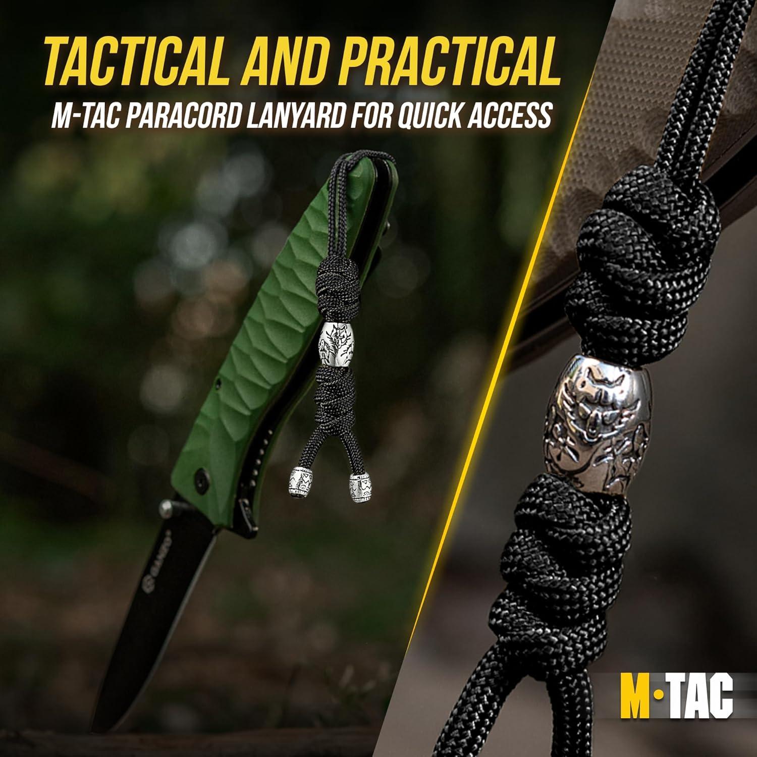 image:imageMTac Knife Lanyard with Bead Paracord Lanyard for Knives amp EDC Tactical Knife Fob Pull Cord Durable Paracord AccessoryBlack