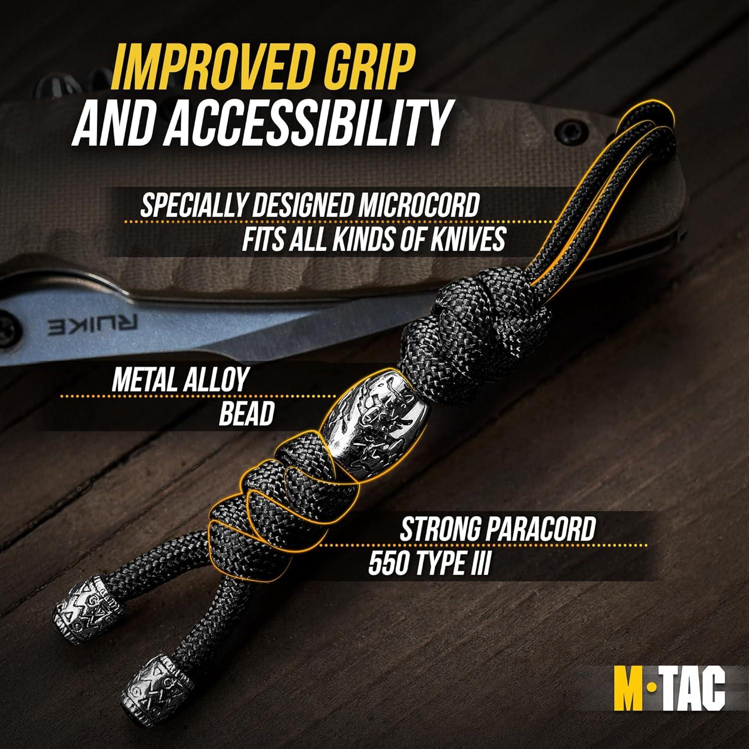 image:imageMTac Knife Lanyard with Bead Paracord Lanyard for Knives amp EDC Tactical Knife Fob Pull Cord Durable Paracord AccessoryBlack