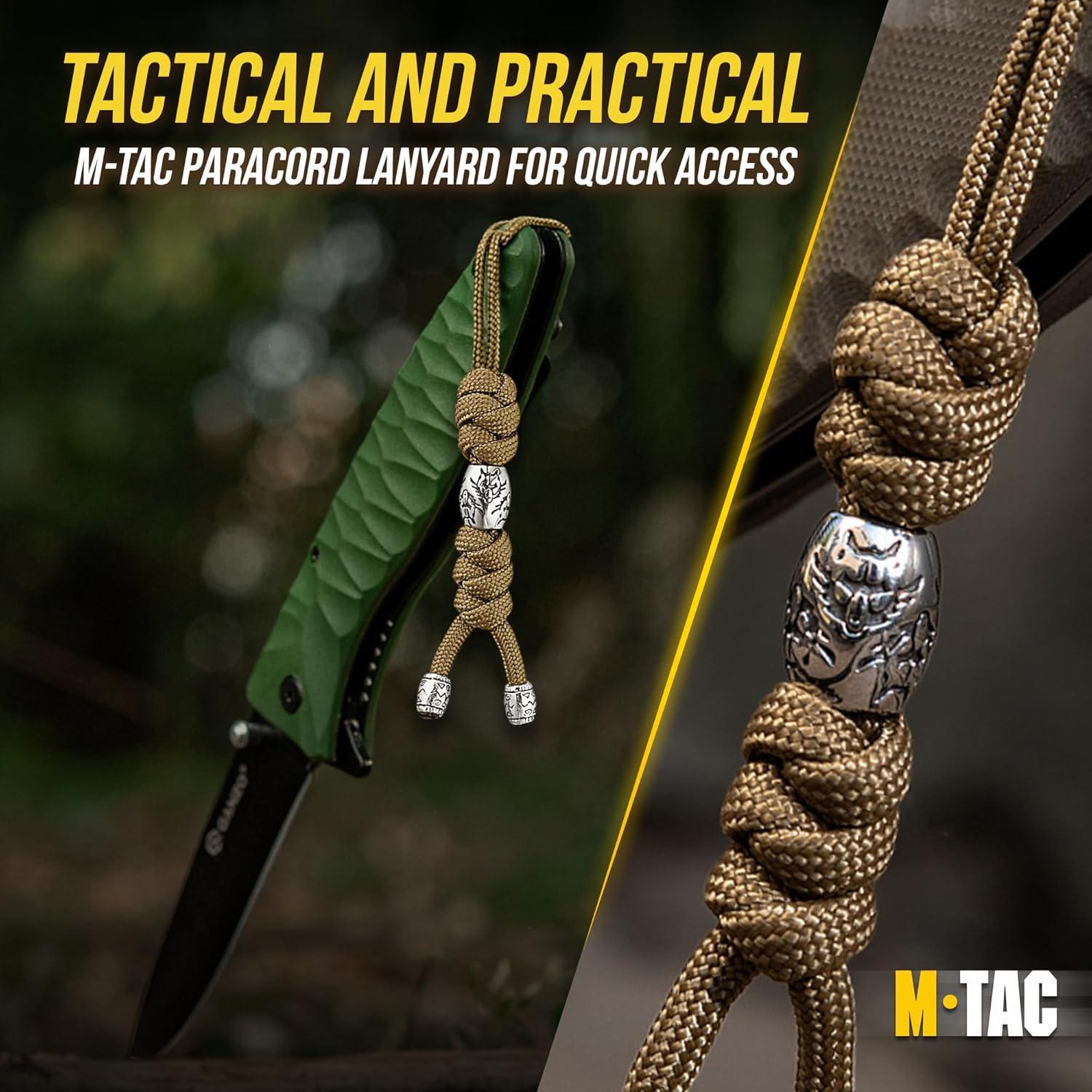 image:imageMTac Knife Lanyard with Bead Paracord Lanyard for Knives amp EDC Tactical Knife Fob Pull Cord Durable Paracord AccessoryCoyote