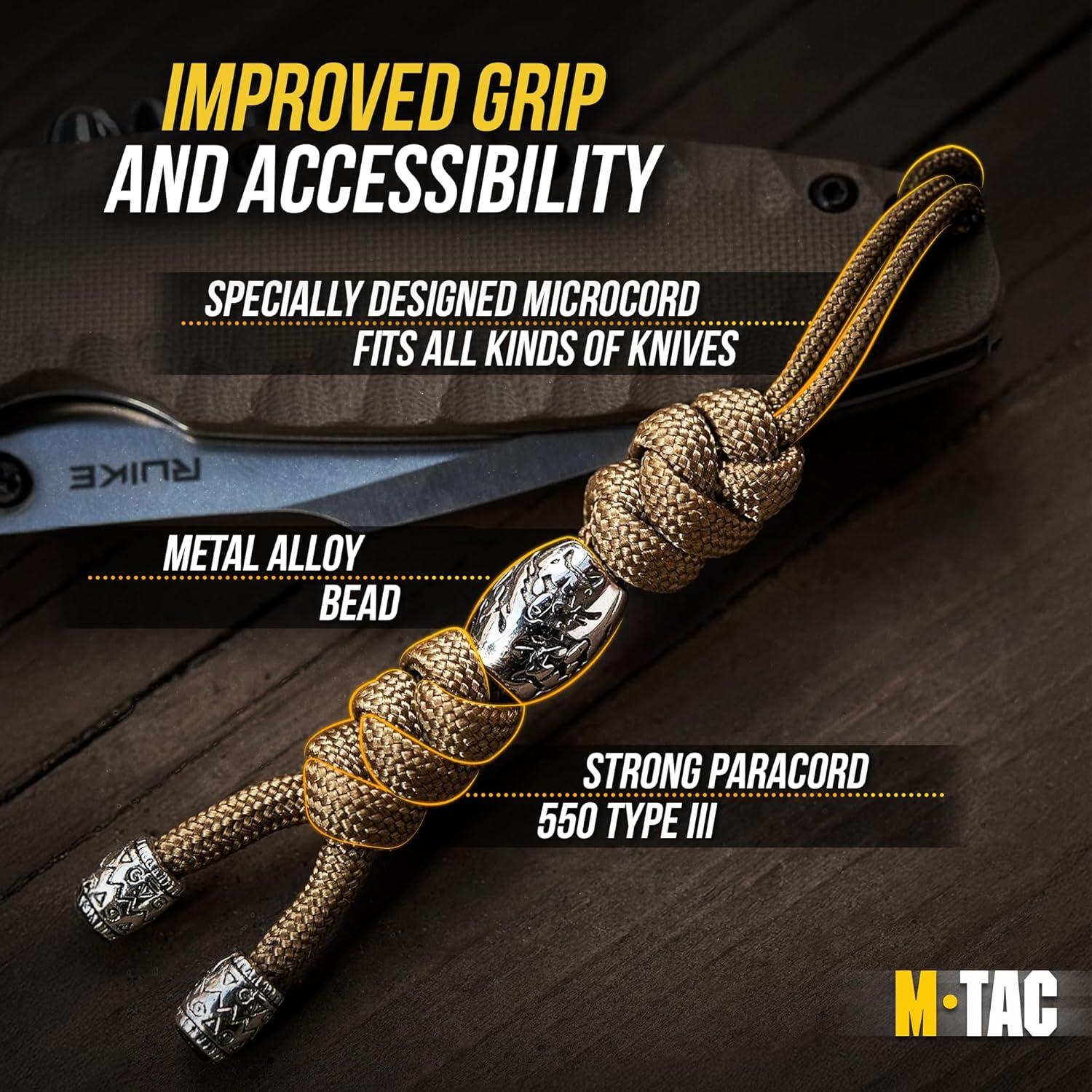 image:imageMTac Knife Lanyard with Bead Paracord Lanyard for Knives amp EDC Tactical Knife Fob Pull Cord Durable Paracord AccessoryCoyote