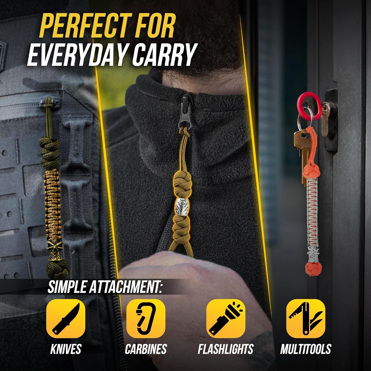 image:imageMTac Knife Lanyard with Bead Paracord Lanyard for Knives amp EDC Tactical Knife Fob Pull Cord Durable Paracord AccessoryCoyote