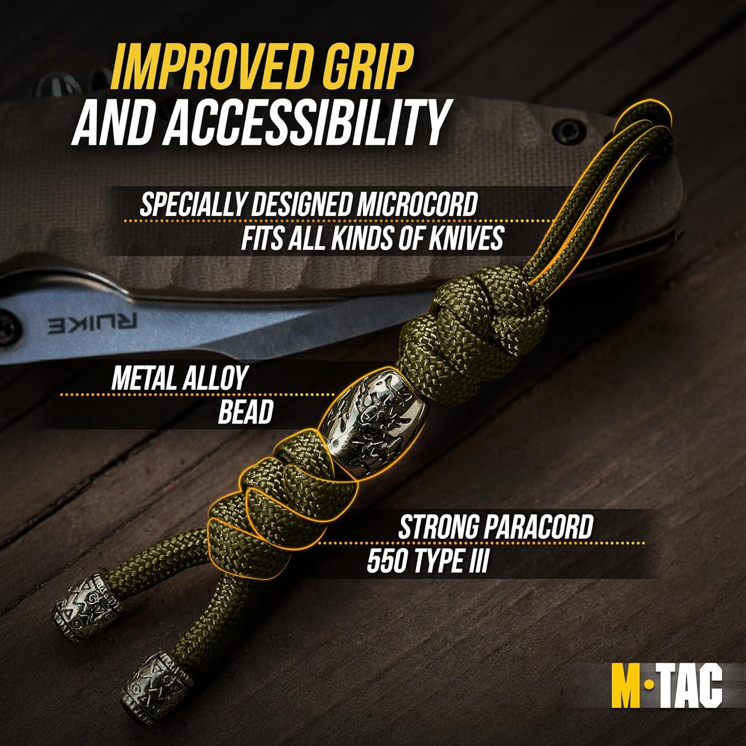 image:imageMTac Knife Lanyard with Bead Paracord Lanyard for Knives amp EDC Tactical Knife Fob Pull Cord Durable Paracord AccessoryOlive