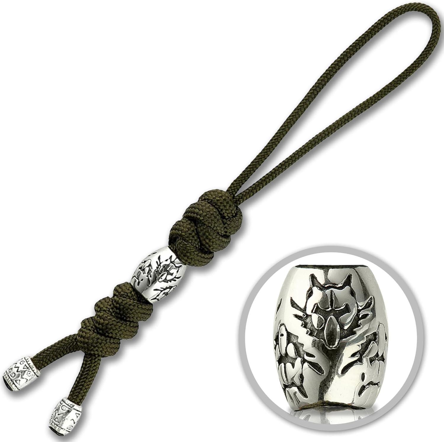 image:imageMTac Knife Lanyard with Bead Paracord Lanyard for Knives amp EDC Tactical Knife Fob Pull Cord Durable Paracord AccessoryOlive