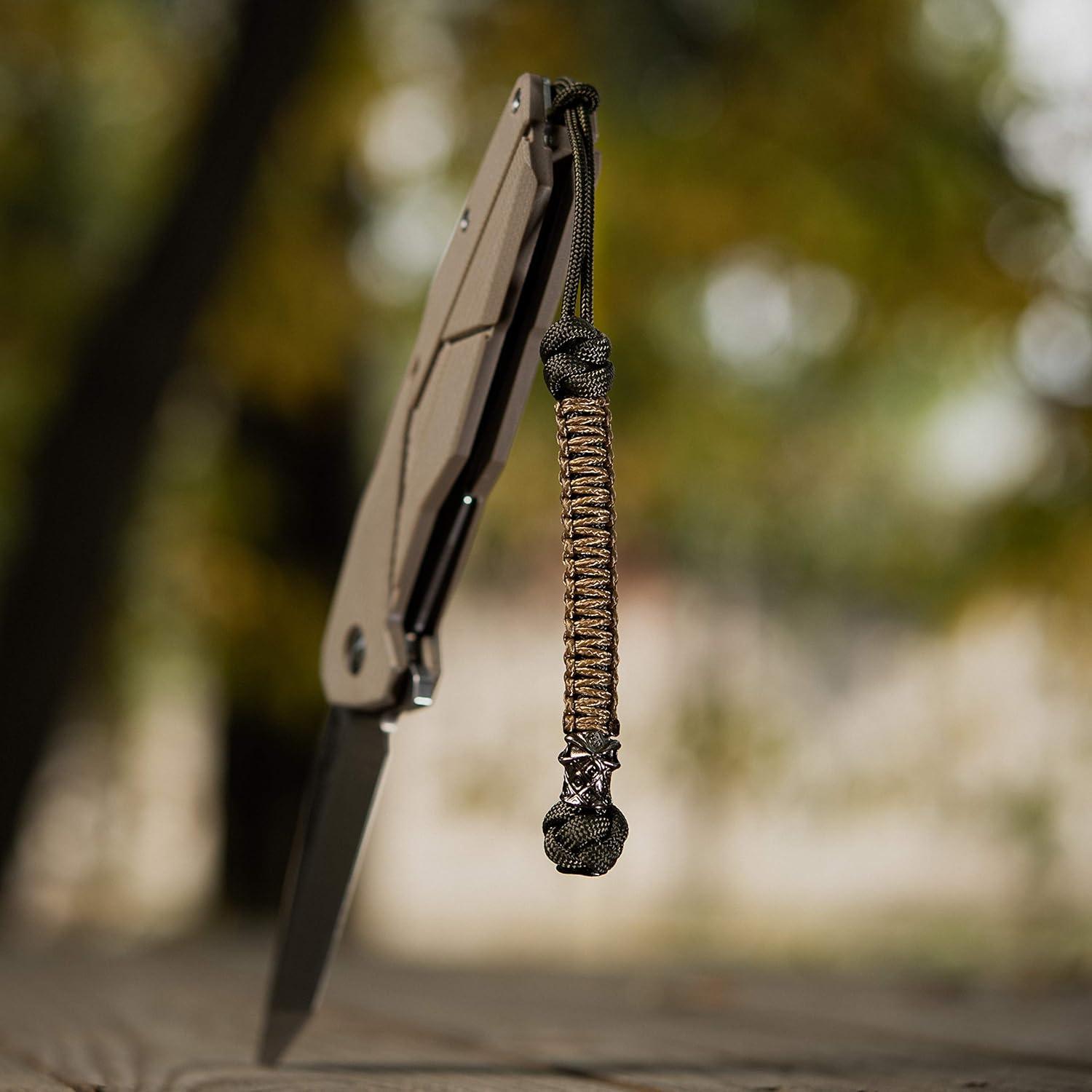 image:imageMTac Knife Lanyard with Bead Paracord Lanyard for Knives amp EDC Tactical Knife Fob Pull Cord Durable Paracord AccessoryOlive