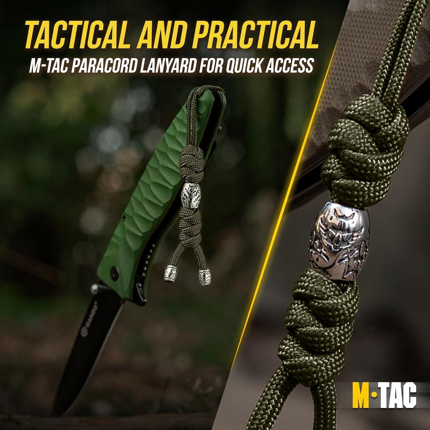 image:imageMTac Knife Lanyard with Bead Paracord Lanyard for Knives amp EDC Tactical Knife Fob Pull Cord Durable Paracord AccessoryOlive