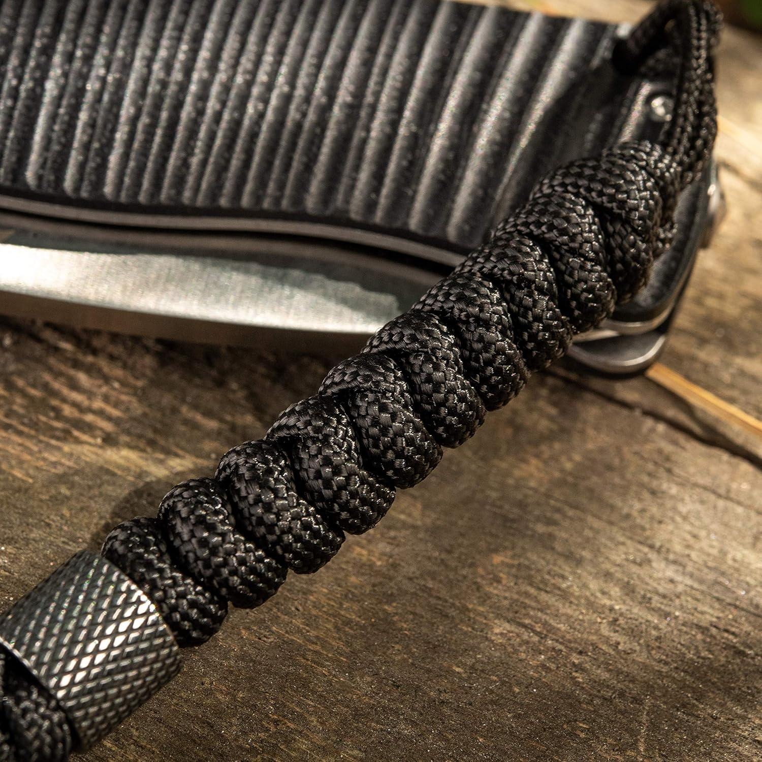 image:imageMTac Knife Lanyard with Metal Bead Paracord Lanyard for Knives amp EDC Knife Fob Pull Cord Durable Paracord AccessoryBlack