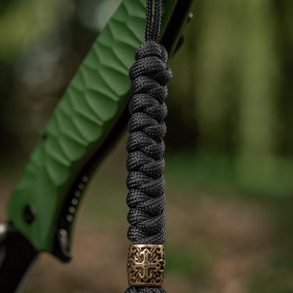 image:imageMTac Knife Lanyard with Metal Bead Paracord Lanyard for Knives amp EDC Knife Fob Pull Cord Durable Paracord AccessoryBlack