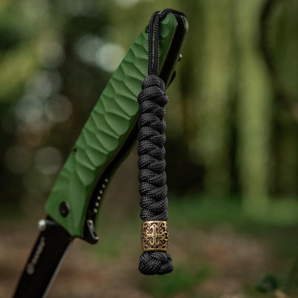 image:imageMTac Knife Lanyard with Metal Bead Paracord Lanyard for Knives amp EDC Knife Fob Pull Cord Durable Paracord AccessoryBlack