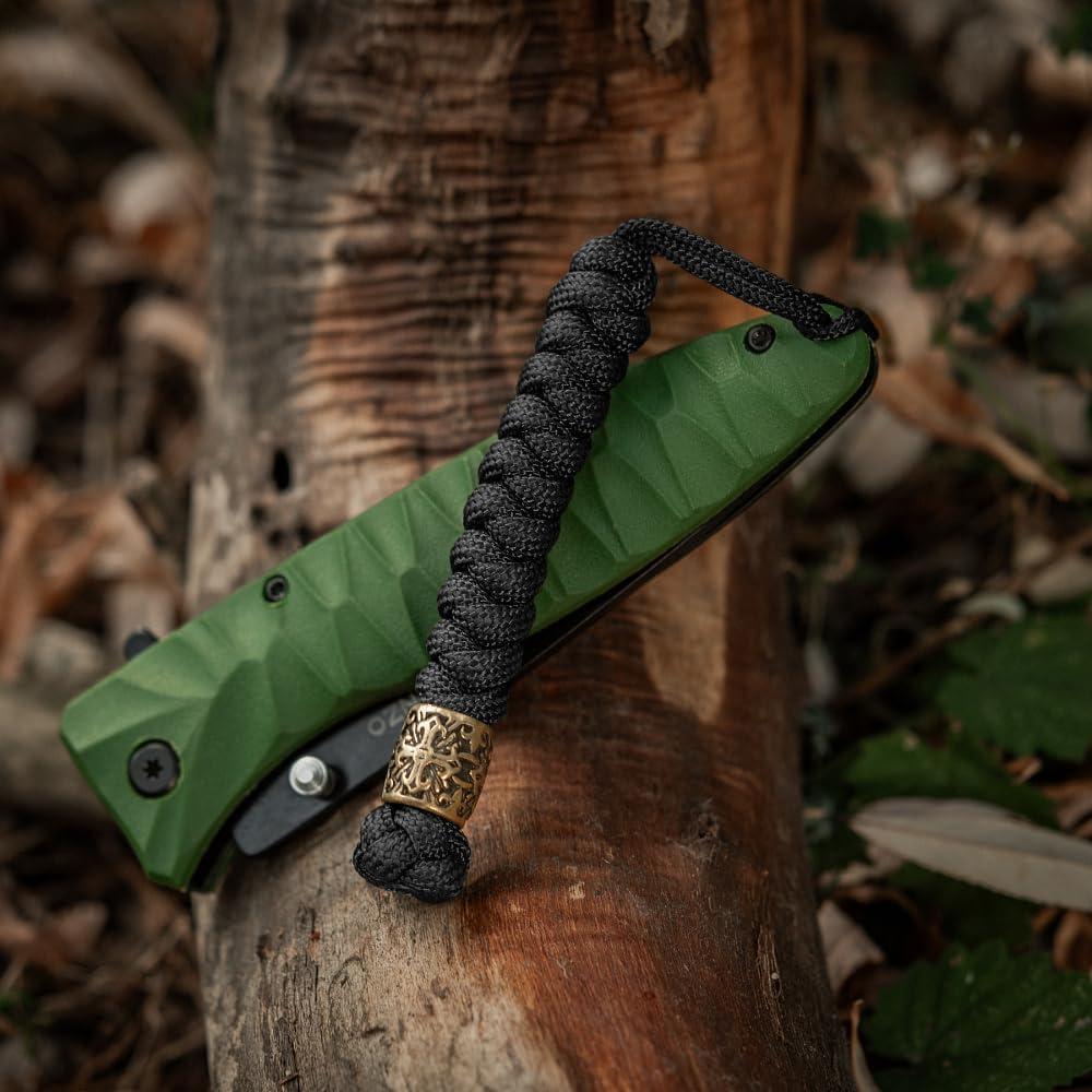 image:imageMTac Knife Lanyard with Metal Bead Paracord Lanyard for Knives amp EDC Knife Fob Pull Cord Durable Paracord AccessoryBlack