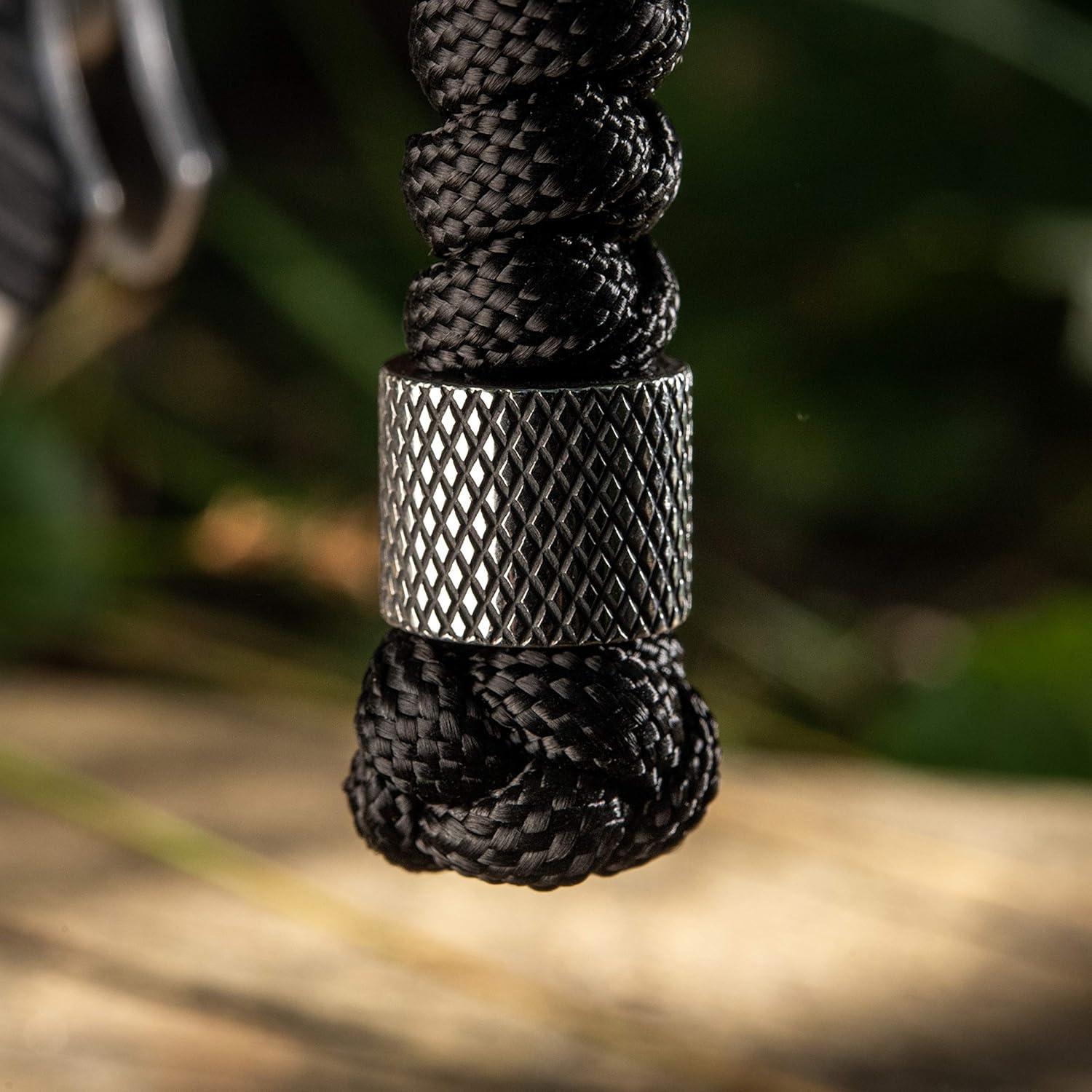 image:imageMTac Knife Lanyard with Metal Bead Paracord Lanyard for Knives amp EDC Knife Fob Pull Cord Durable Paracord AccessoryBlack
