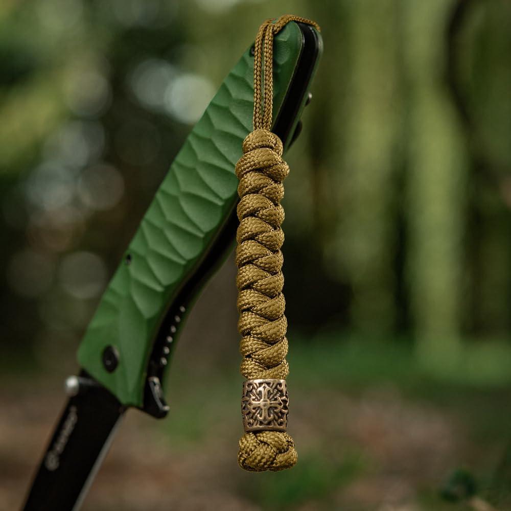 image:imageMTac Knife Lanyard with Metal Bead Paracord Lanyard for Knives amp EDC Knife Fob Pull Cord Durable Paracord AccessoryCoyote