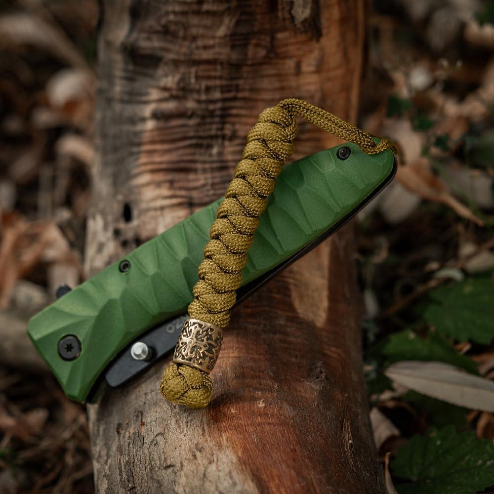 image:imageMTac Knife Lanyard with Metal Bead Paracord Lanyard for Knives amp EDC Knife Fob Pull Cord Durable Paracord AccessoryCoyote