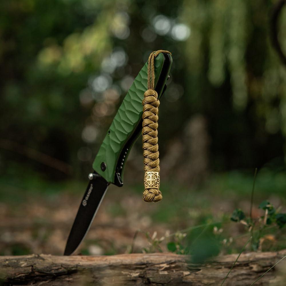 image:imageMTac Knife Lanyard with Metal Bead Paracord Lanyard for Knives amp EDC Knife Fob Pull Cord Durable Paracord AccessoryCoyote