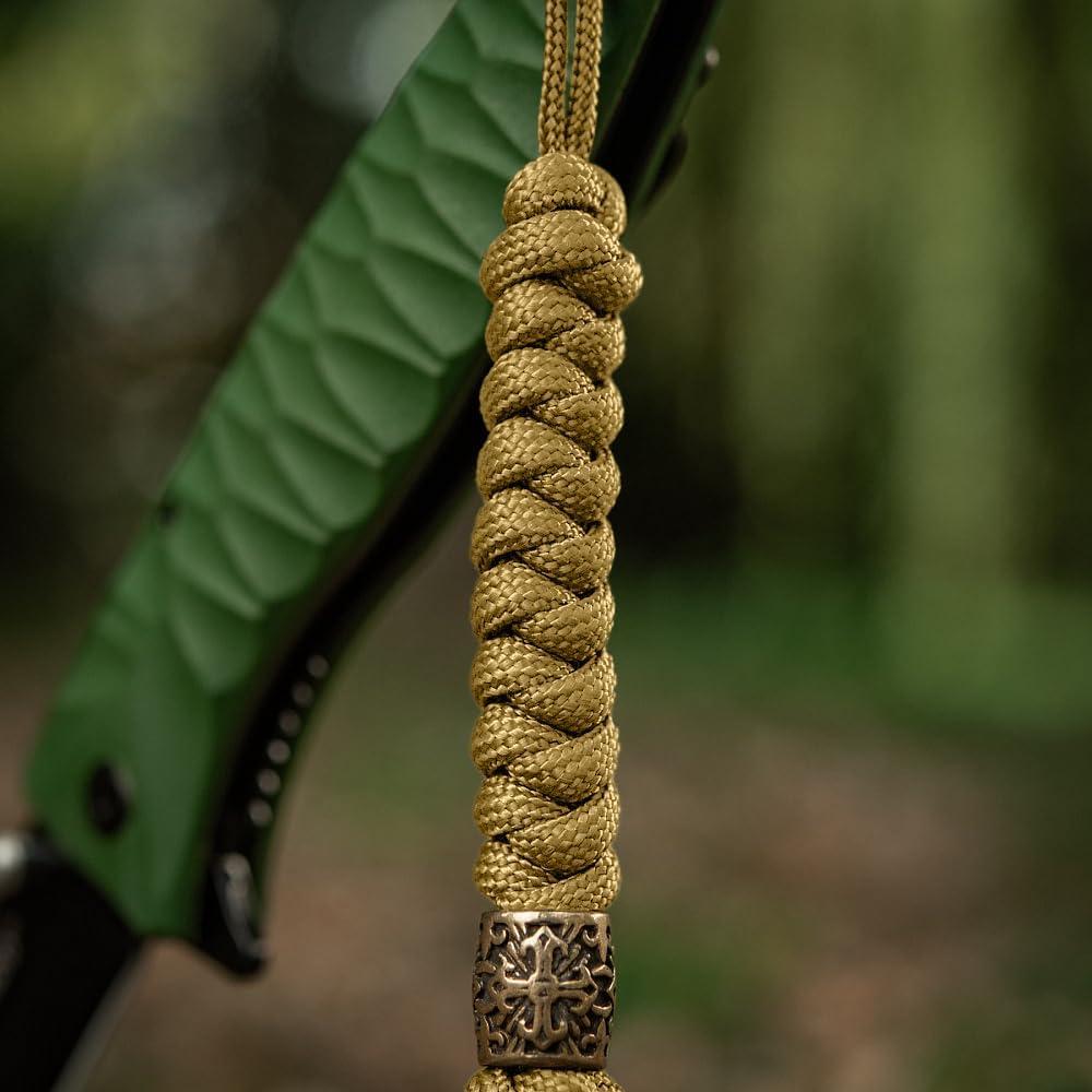 image:imageMTac Knife Lanyard with Metal Bead Paracord Lanyard for Knives amp EDC Knife Fob Pull Cord Durable Paracord AccessoryCoyote
